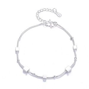 Pretty Silver Square Beads Bracelet Accessory Jewelry